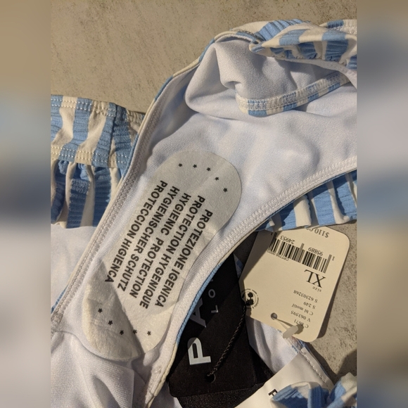 NWT Free People x Paper Blue White Striped Ruffle Bikini, L / XL - Picture 15 of 15